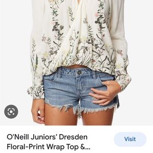 O’Neill Jr. Dresden Floral Print Wrap Top Sz M